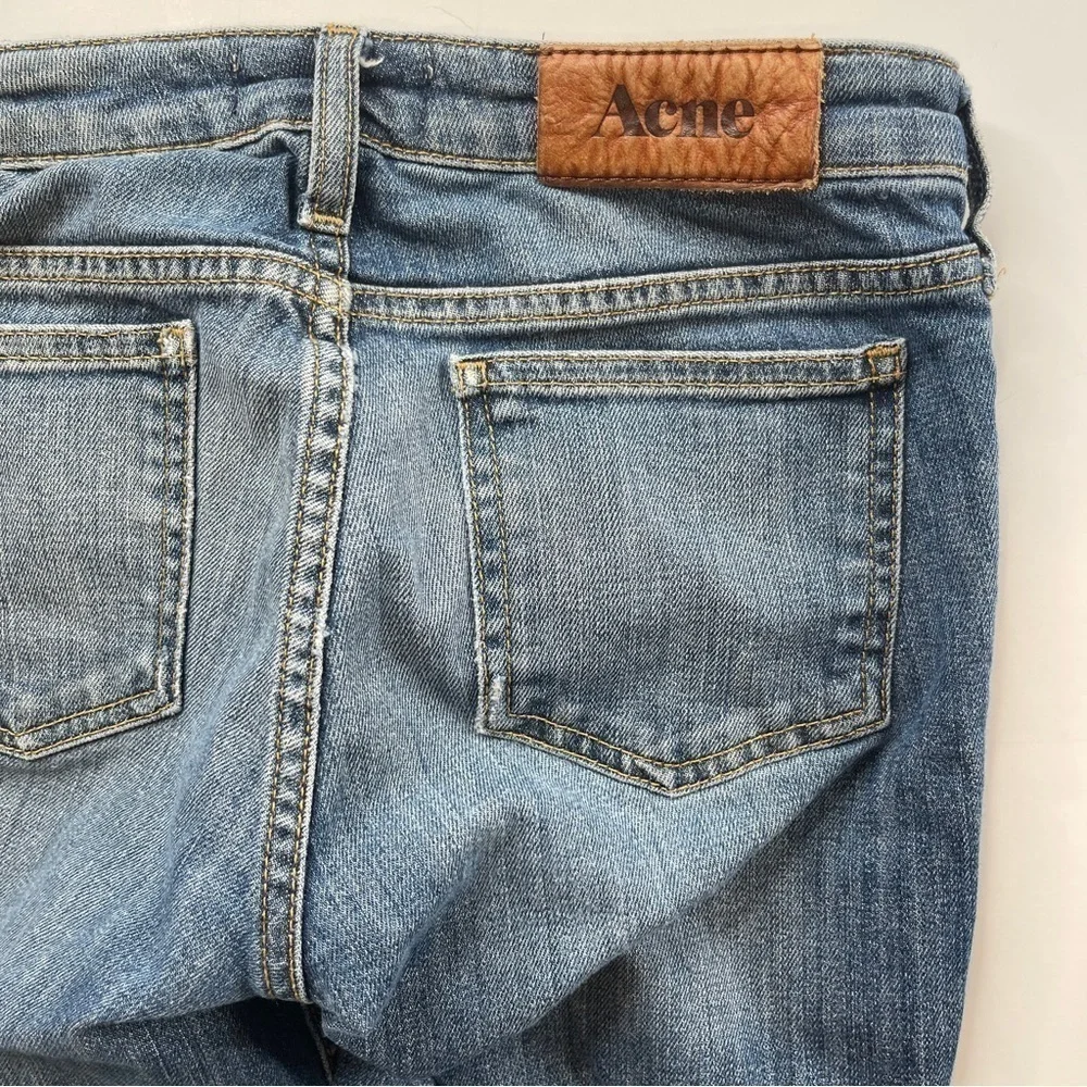 Acne Studios Kex Jeans Le Blue Cropped Raw Hem Size 27